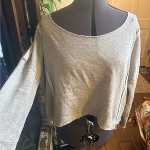 Free People Gray Sweatshirt With Intricate Lace Open Back
